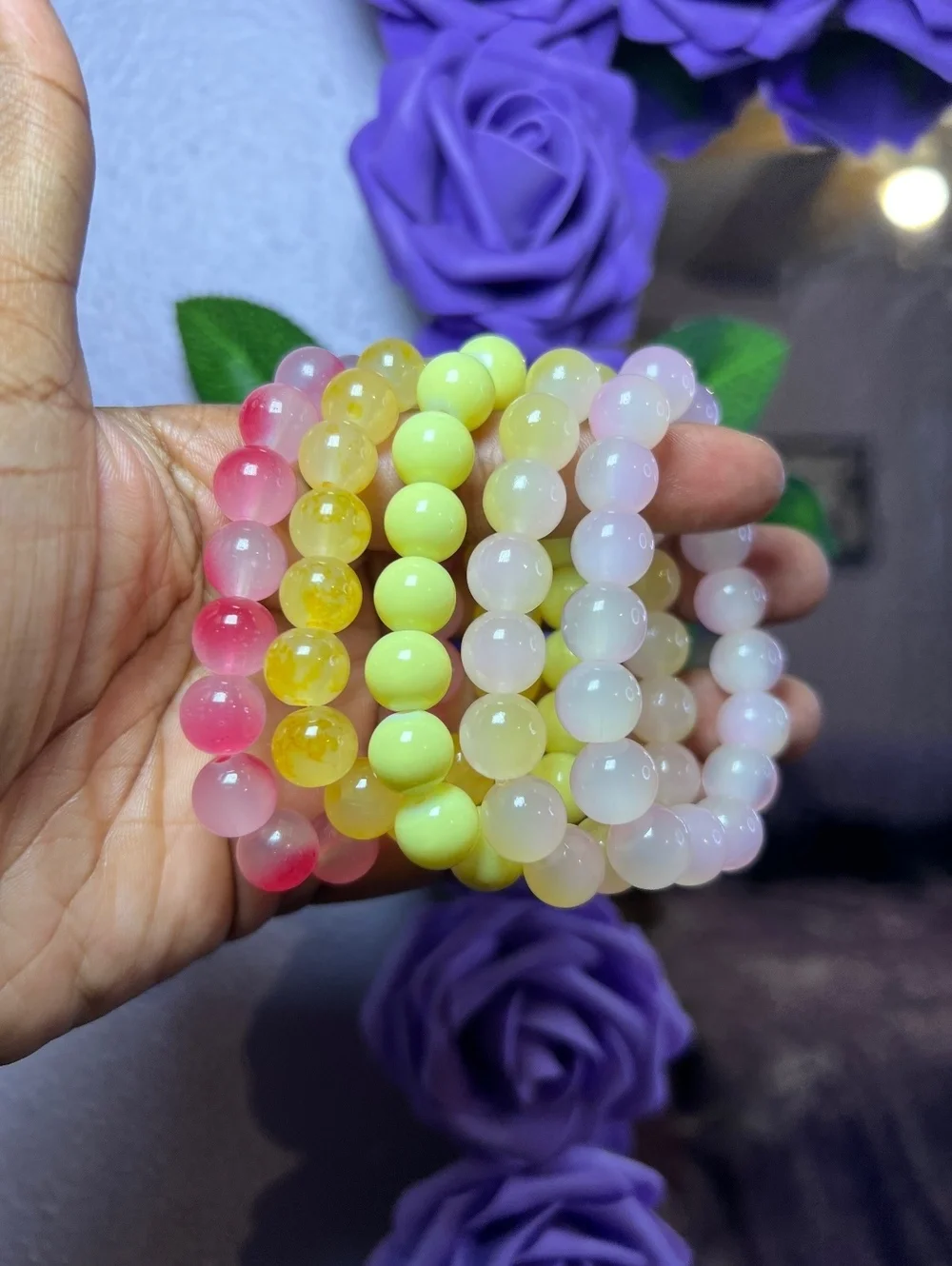 Strawberry Lemonade 5pc Kids Beaded Bracelet Set